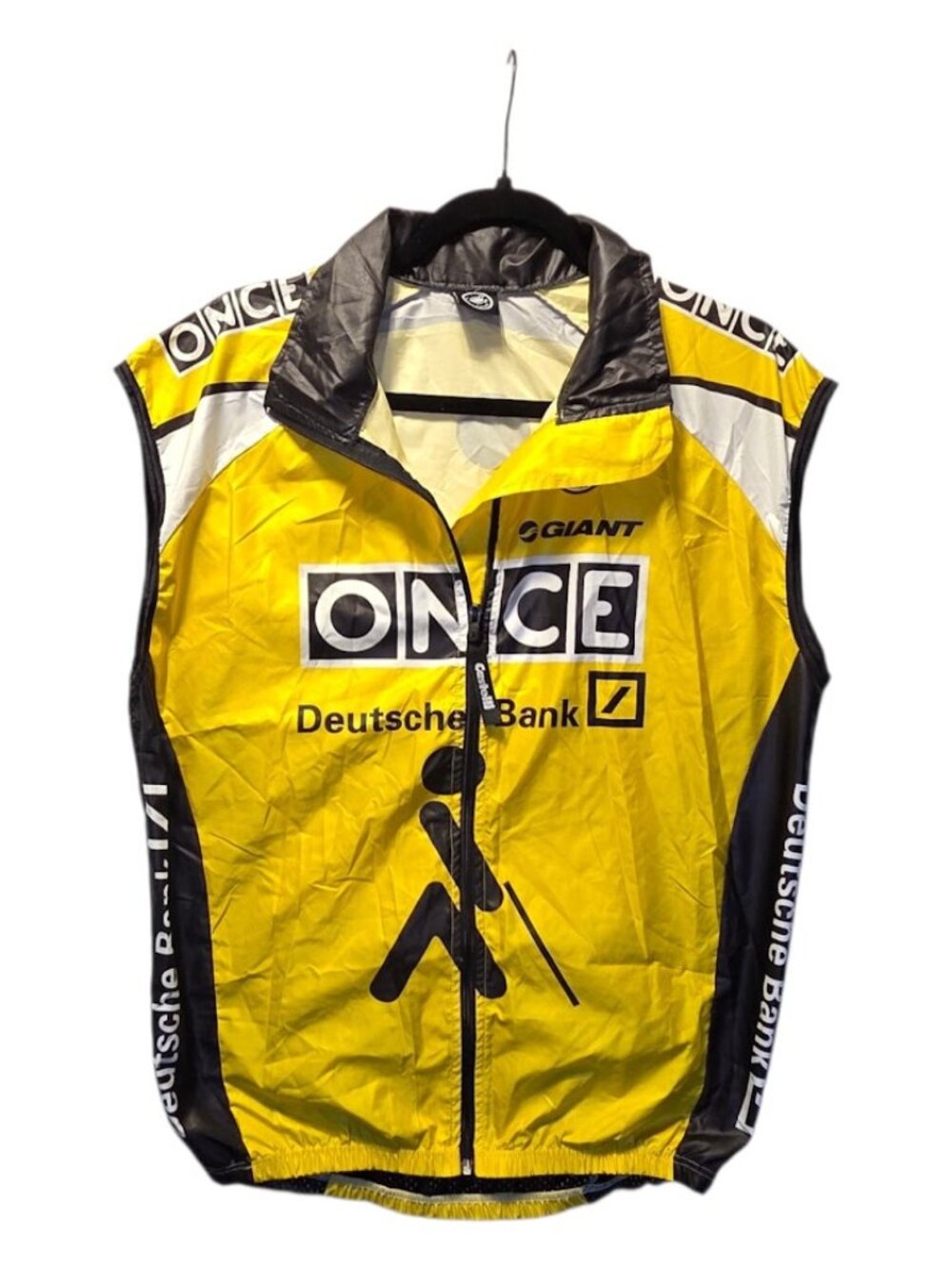 Vintage Castelli ONCE Deutsche Bank Cycling Vest/Gilet Yellow Black Men's Size L